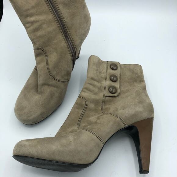 Franco Sarto Energy Tan Leather Heeled Ankle Boots - Picture 1 of 8